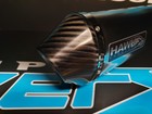 Yamaha R6 06-16 with Akro Headers  Hawk Carbon Outlet Plain Titanium Oval Street Legal Exhaust